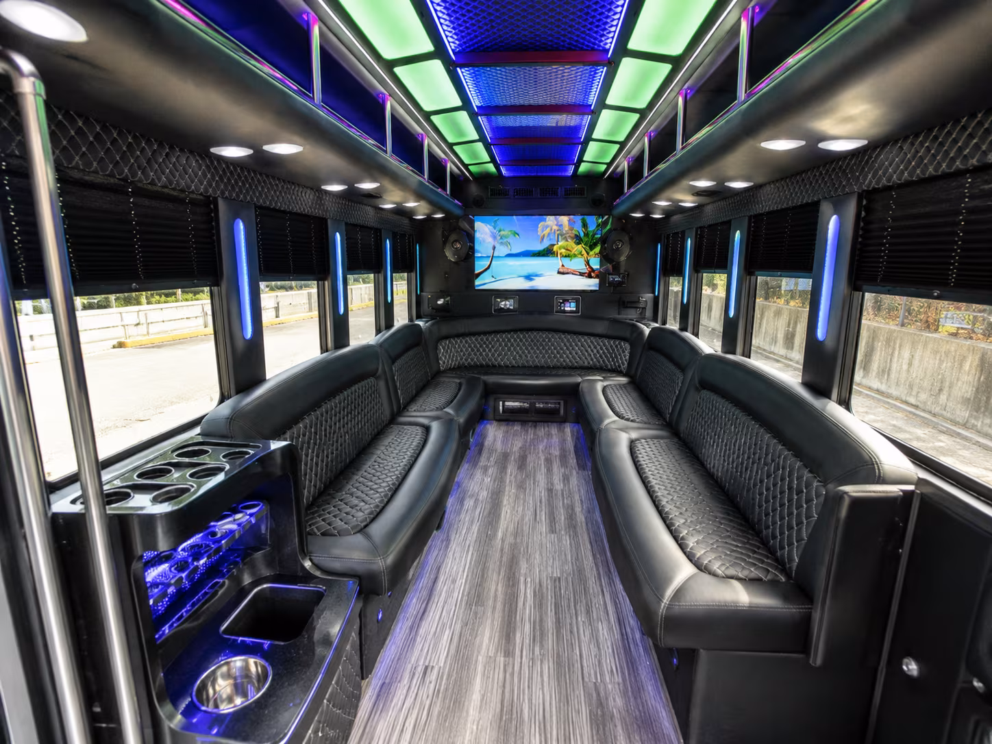 yakima 18 passenger party bus inside